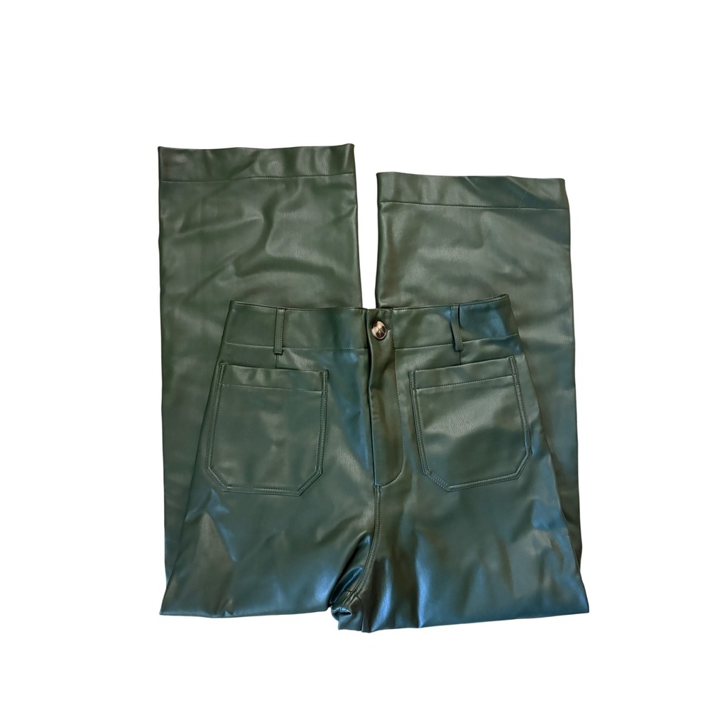 Maeve The Colette Green Faux Leather Crop Wide-Leg Pants Size 29